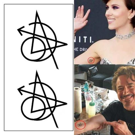 All the Original MCU Avengers Have Matching Tattoos (Except One) - Media Chomp Avengers Tattoo, Наташа Romanoff, Reflection Photos, Marvel Tattoos, Avengers Art, Avengers Cast, Avengers Superheroes, Sketch Tattoo Design, Arm Band Tattoo