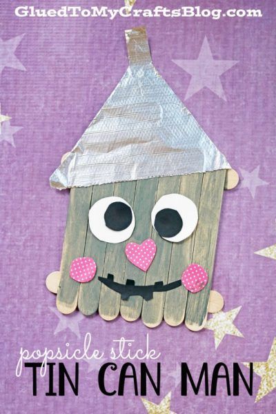 Tin Can Man, Popsicle Stick Crafts For Kids, Silhouette Disney, Wizard Of Oz Movie, Oz Movie, Man Crafts, Diy Upcycling, Kid Craft, Popsicle Stick Crafts