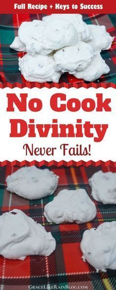 Divinity is a classic holiday candy that many people remember from their childhood but is not often made these days because it has a reputation for being finicky. This Easy No Cook Divinity recipe takes all the guesswork out of it and it turns out perfectly every time! | No Cook Can't Fail Divinity | No Cook Divinity using Frosting Mix | No Cook Divinity Candy Recipe | Christmas Candy Recipes | Christmas Divinity | #ChristmasCandy #Divinity #CandyRecipes Divinity Candy Recipe, Cinnamon Hard Candy, Divinity Recipe, Divinity Candy, Chocolate Caramel Slice, Christmas Candy Easy, Easy Christmas Candy Recipes, Easy Candy Recipes, Cinnamon Candy