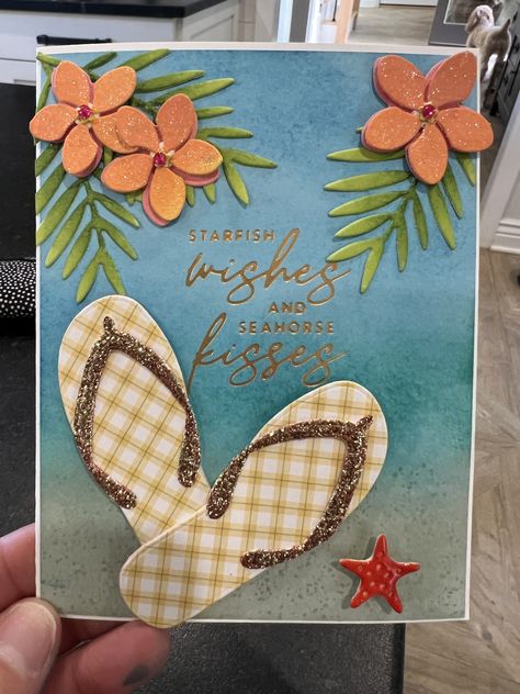 Flip Flop Cards, Beach Cards, Honey Bee Stamps, Summer Cards, Papertrey Ink, Beach Hat, Greeting Card Design, Scrapbooking Ideas, Creative Cards