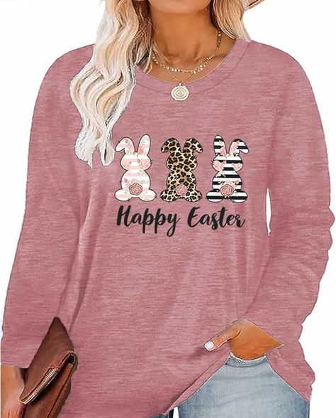 Amazon.com: GeLivable Plus Size Happy Easter Funny Cute Bunny Rabbit Graphics Print Shirt Women Long Sleeve Tops Lightpink : Clothing, Shoes & Jewelry Happy Easter Funny, Easter Funny, Cute Bunny Rabbit, Print Shirts Women, Easter Humor, Spring Easter Decor, Women Long Sleeve Tops, Cute Bunny, Bunny Rabbit