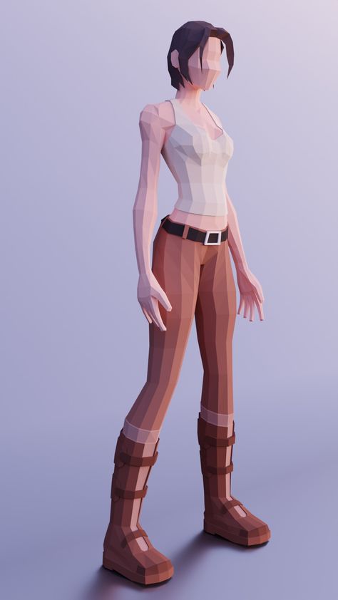 Low poly female game character 3d model Low Poly Female Character, Low Poly Art Style, Low Poly Game Character, Low Poly Character Reference, Low Poly Character Models, Low Poly Character Design, Low Poly Female, Character Topology, Tadc Oc