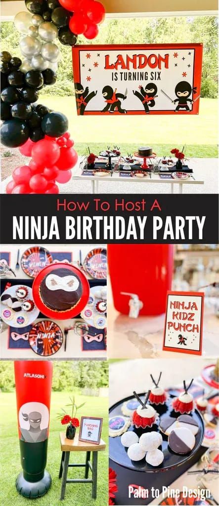 Ninja Birthday Party Decor and Ideas Martial Arts Banner, Ninja Party Decorations, Ninja Themed Birthday Party, Martial Arts Birthday, Ninja Birthday Party, Ninja Birthday Parties, Ninja Birthday, Birthday Image, Ninja Party