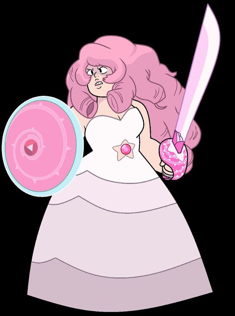 Rose Quartz from Steven Universe with her sword and shield Rose Quartz Drawing, Quartz Drawing, Steven Universe Rose Quartz, Rose Quartz Steven Universe, Easy Rose, Crystal Gems Steven Universe, Steven Universe Wallpaper, Steven Universe Drawing, About Rose