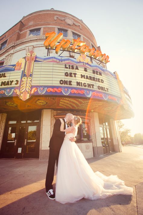 Theatre Wedding Reception, Movie Theatre Wedding Ceremony, Movie Theater Theme Wedding, Old Theater Wedding, Film Themed Wedding, Theater Wedding Reception, Theatre Wedding Ideas, Movie Theater Wedding Reception, Theatre Wedding Theme