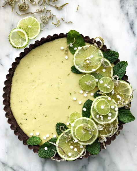 Key Lime Pie with Chocolate Almond Crust Key Lime Tart, Key Lime Tarts, Almond Crust, Lime Tart, Almond Crusted, Chocolate Almond, Pie Tart, Lime Pie, Key Lime Pie