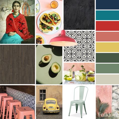 Mexican Restaurant Color Palette, Mexican Mood Board, Modern Mexican Decor Interior Design, Modern Mexican Color Palette, Modern Mexican Restaurant Design, Restaurant Mood Board, Mexican Color Palette, Modern Mexican Restaurant, Modern Mexican Decor