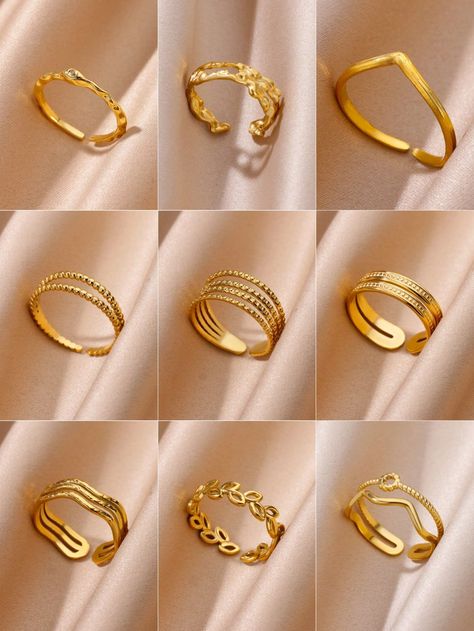 1PC Minimalist Multi Layer Wave Open Ring For Women Men Geometric Plain Ring Leaf Shaped Ring 18K Gold Plated Stainless Steel Adjustable Finger Ring Fashion Jewelry Accessories Yellow Gold    Stainless Steel     Women Fashion Jewelry, size features are:Bust: ,Length: ,Sleeve Length: Top Finger Rings, Plain Gold Rings Women, Plain Rings Gold For Women, Gold Finger Rings For Women, Plain Gold Rings, Gold Finger Rings, Plain Ring, Plain Gold Ring, Woman In Gold