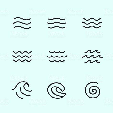 Simple Ocean Tattoo, Tattoo Sea, Wave Vector, Sea Logo, Ocean Tattoo, Surf Logo, Sea Tattoo, Wave Illustration, Waves Vector