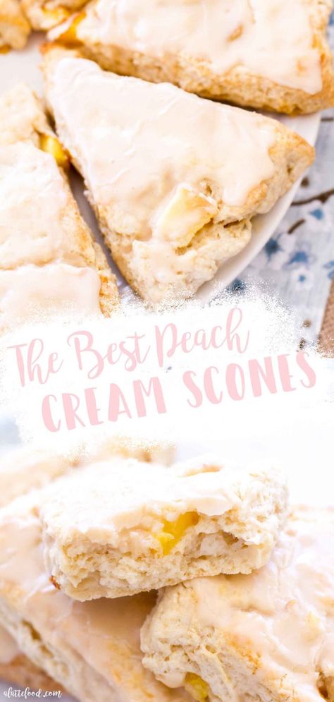 The best Peach Pie Scones are made with fresh peaches and entirely from scratch! These flaky peach scones are such an easy baking recipe, and they make a perfect summer breakfast or brunch recipe. Homemade peach scones are super easy to make, and they taste straight from a bakery! #peach #scone #recipe #brunch #breakfast Gf Scones, Best Peach Pie, Summer Brunch Recipes, Easy Baking Recipe, Easy Peach Pie, Peach Scones, Fresh Peach Recipes, Roadside Stand, Scone Recipes