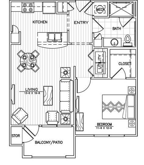 Small Apartment Floor Plans, Studio Floor Plans, Small Floor Plans, Apartment Floor Plan, Apartment Floor Plans, Tiny House Floor Plans, Apartment Architecture, Bedroom Floor Plans, Apartment Layout