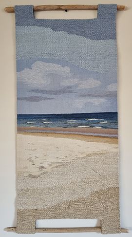 BAIBA RĪTERE Water Tapestry, Woven Tapestry Art, Frame Weaving, Landscape Art Quilts, Handwoven Tapestry, Weaving Loom Projects, Toilet Paper Crafts, Weaving Wall Hanging, Landscape Quilt