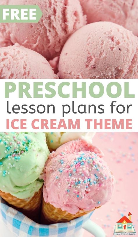 Ice Cream Preschool Activities, Ice Cream Preschool, Preschool Popsicle, Free Preschool Lesson Plans, Ice Cream Science, Lesson Plans For Preschool, Preschool Food, Ice Cream Kids, Summer Preschool Activities