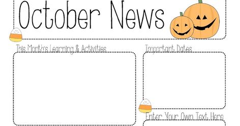 October Newsletter Preschool, Newsletter Preschool, October Newsletter Template, Fall Outdoor Decor Porch, October Newsletter, Preschool Newsletter Templates, Preschool Newsletter, Newsletter Template Free, Editable Newsletter Templates