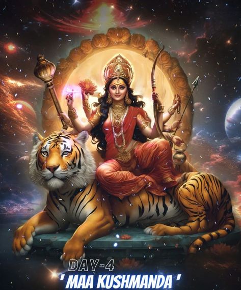 Kushmanda Mata, Navratri Devi Images, Nav Durga, Hindu Statues Goddesses, Ma Durga, Durga Picture, Hindu Rituals, Aadi Shakti, Durga Painting