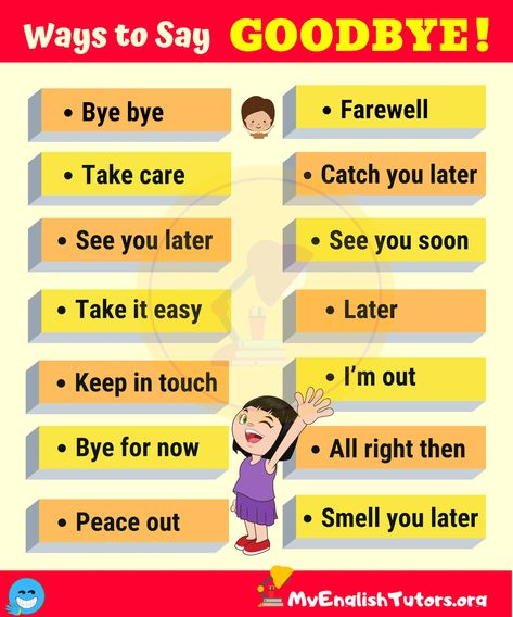 20 Funny Ways to Say GOODBYE | GOODBYE Synonyms - My English Tutors Goodbye Synonyms, Ways To Say Goodbye, English Help, English Collocations, Reading Comprehension Lessons, Other Ways To Say, English Tips, Good Bye, How To Say