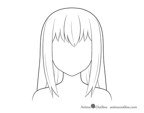 How to Shade Anime Hair Step by Step - AnimeOutline Anime Lineart Female, Oc Outline, Anime Hair Step By Step, Anime Outline, Female Short Hair, Hair Shading, Hair Step By Step, Anime Face Drawing, Chibi Hair