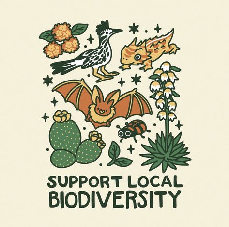 Biodiversity Drawing Ideas, Support Local Biodiversity, Zoology Logo, Biodiversity Aesthetic, Biodiversity Poster, Posca Art, Environmental Graphic Design, Cute Little Drawings, Support Local