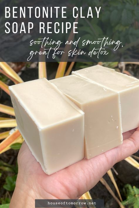 homemade soap with bentonite clay Baking Soda Soap Recipe, Bentonite Clay Soap Recipe, Clay Soap Recipe, Soap Making Ideas, Facial Soap Recipe, Bentonite Clay Soap, Beginner Soap Recipes, Soap Making For Beginners, Clay Shampoo