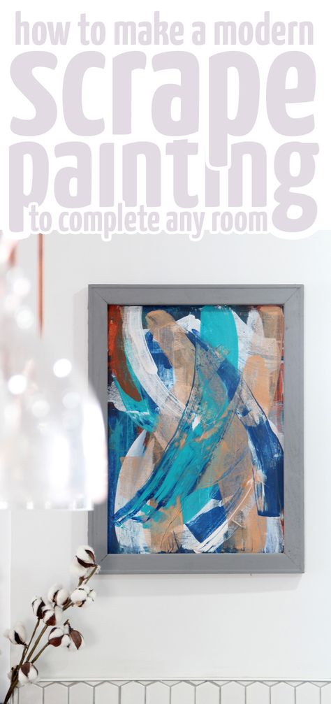 Learn how to make a beautiful scrape painting art - gorgeous beginner wall decor tutorial for modern living rooms, entryways, kitchens, and more! Diy Large Wall Art, Scrape Painting, Diy Cork, Abstract Art Paintings Acrylics, Diy Wall Painting, Abstract Floral Paintings, Canvas Projects, Pour Painting, Art Painting Acrylic