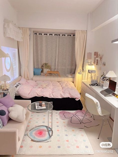 Bedroom With Couch, Japan Life, Dorm Inspo, Room Redesign, Small Room Design, Bed Couch, Dream House Rooms, Redecorate Bedroom, Cozy Room Decor