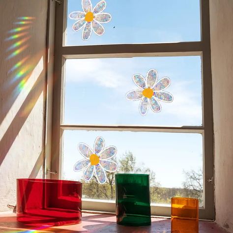 Double Sided Pattern 3d Window Decal Static Cling Removable - Temu Flower Sun Catcher, Diy Sliding Door, Pvc Windows, Glass Decals, Flower Wall Stickers, Window Films, Rainbow Light, Rainbow Maker, Wall Decor Stickers