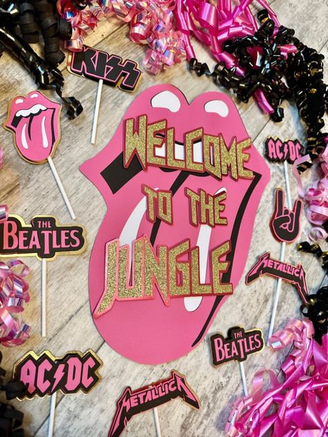 Complete your Rock N Roll themed event with this customizable rock mouth table sign! This listing is for the table sign only. Rock And Roll Birthday Diy, Pink Rock N Roll Party, Welcome To The Jungle Rock And Roll Party, Rock N Roll Theme Birthday Party, Rock And Roll Party Decorations Ideas, Rock Theme Classroom, 50th Rock N Roll Birthday Party, Motley Crue Birthday Party Theme, Rock N Roll Themed Party