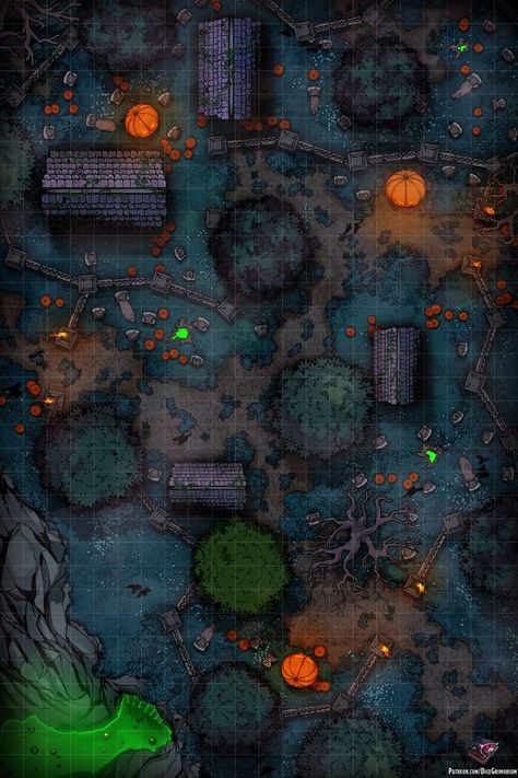 Forest Halloween, Fantasy Dungeon, Halloween City, Forest Map, Building Map, Battle Map, Halloween Graveyard, Map Pictures, Dungeon Maps