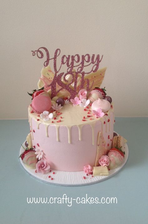 18th Birthday Cake For Girls, Pink Drip Cake, Debut Cake, Birthday Drip Cake, 15th Birthday Cakes, 18th Cake, 13 Birthday Cake, Unique Birthday Cakes, Sweet 16 Birthday Cake