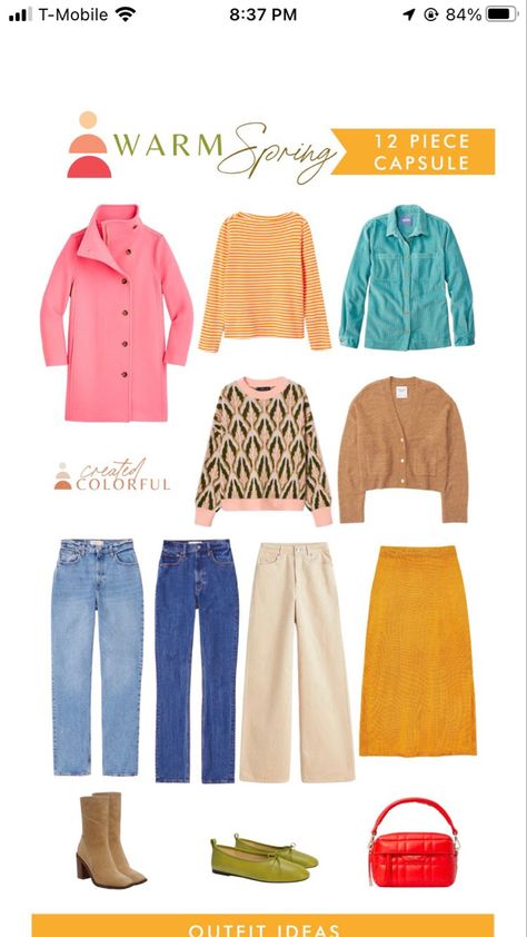 True Spring Palette, Warm Spring Palette, Warm Spring Color Palette, True Spring Color Palette, Warm Spring Outfits, Created Colorful, True Spring Colors, Light Spring Colors, Capsule Wardrobe Women