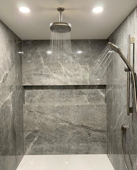 Bathroom Feature Wall Tile, Bathroom Renovation Shower, Large Tile Bathroom, Large Shower Tile, Large Format Tiles, Stone Construction, Porcelain Tile Bathroom, Master Bath Renovation, Porcelain Slab