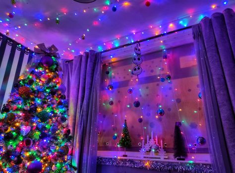 Christmas window lights, rainbow tree, baubles Rainbow Christmas Lights, Rainbow Lights Christmas Tree, Rainbow Christmas Lights Indoor, Rainbow Christmas Tree Lights, Multi Color Led Christmas Lights, Christmas Window Lights, Rainbow Tree, Dark Christmas, Rainbows Christmas