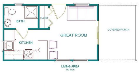 12X20 STARTER CABIN w/ Covered Porch Plans Package, Blueprints, Material List - $33.96 | PicClick 12x24 Tiny House Floor Plans, 12x24 Tiny House, Studio Floor Plans, Guest House Plans, Wall Layout, Shed Cabin, Loft Plan, Porch Plans, Garage Apartment Plans