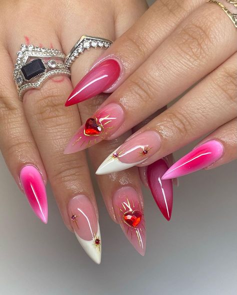 Nail Art Blanc, Hot Nail Designs, Pink Ombre Nails, Her Nails, Acrylic Nails Coffin Pink, Summer Acrylic Nails, Hot Nails, Luxury Nails, Heart Nails