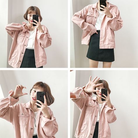 Material: Denim, Cotton Color: white, light green, pink, military green One Size: Length: 60 cm Shoulder: 60 cm Bust: 110 cm Sleeve Length: 51 cm Tips:1cm=0.3937inch Dear customer Please carefully measure your size before you buy the product. Youvimi COMMITMENT: We have complete return and replacement policy, we insist that The customer's interests is most important, your satisfaction is our greatest happiness. Please feel free to buy our products. Light Pink Denim Jacket Outfit, Pink Denim Jacket Outfit, Denim Jacket Grunge, Pink Jacket Outfit, Light Pink Jacket, Jeans Rosa, Modern Dresses, Pink Denim Jacket, Denim Jacket Outfit