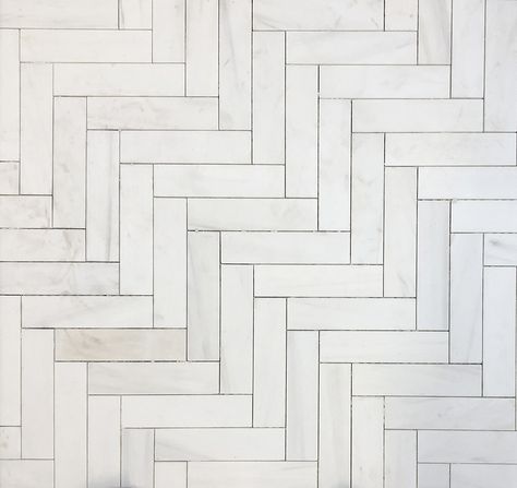 Straight herringbone pattern in the Bianco Puro Marble Collection from The Tile Shop Block Herringbone Tiles, Straight Herringbone Tile Floor, Straight Herringbone Backsplash, Herringbone Backsplash Bathroom, Attic Extension, Straight Herringbone, Herringbone Bathroom, Herringbone Tile Pattern, House Rehab