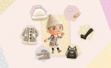 Winter Clothes Animal Crossing, Winter Outfit Animal Crossing, Winter Animal Crossing Outfits, Acnh Winter Outfit, Animal Crossing Winter Outfits, Acnh Happy Home Paradise Ideas, Acnh Winter Clothes, Happy Home Paradise Ideas, Pink Christmas Outfits