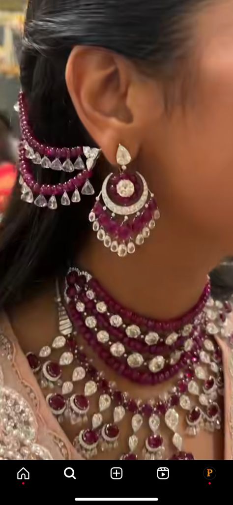 Bollywood Style Ruby Necklace With Meenakari, Ambani Jewellery, Viren Bhagat Jewellery, Viren Bhagat Jewellery Necklace, Luxury Bollywood Diamond Necklaces, Viren Bhagat, Luxury Bollywood Diamond Necklace, Luxury Bollywood Ruby Necklaces, Gothic Jewelry Diy