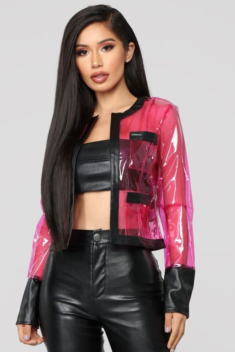 Pvc Clothing, Sheer Outfit, Fashion Nova Outfits, Cyberpunk Fashion, Futuristic Fashion, Pink Jacket, Luxe Fashion, Stage Outfits, Teen Fashion Outfits