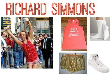 Richard simmons Halloween costume Fitness Halloween Costumes, Richard Simmons Costume, Richard Simmons, Halloween Week, T Dress, Holiday Specials, Costume Ideas, Holiday Ideas, Halloween Crafts