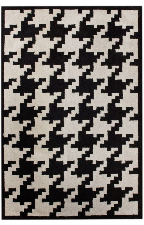 Rugs USA Serendipity Houndstooth Black Rug Black White Rug, Rugs Usa, White Houndstooth, Black Hand, Black Rug, Coordinating Colors, Contemporary Rugs, White Rug, White Area Rug