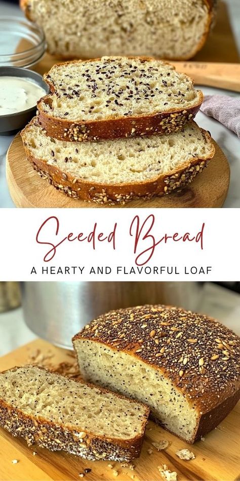 Seeded Bread Recipe Ingredients: 3 eggs A pinch of salt 1 cup (240 ml) warm milk 2 tablespoons of psyllium husk 2 tablespoons flax seeds 2 tablespoons pumpkin seeds 2 tablespoons sunflower seeds 2 tablespoons sesame seeds 1/2 cup (70 g) almonds 1 tablespoon baking powder 1 clove of garlic (optional) #Bread #Seed Seeded Bread, Seeded Bread Recipes, Pork Bites, Cheddar Potatoes, Psyllium Husk, Seed Bread, Flax Seed Recipes, Meat Dinners, 15 Minute Meals