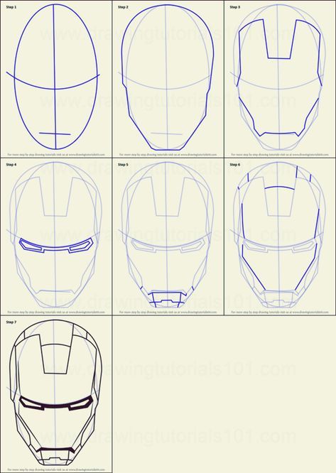 How to draw iron man : 10 Step by Step Examples Iron Man Drawing Easy, Draw Iron Man, Iron Man Painting, Tutorial Sketch, Iron Man Face, Iron Man Drawing, Helmet Drawing, Marvel Art Drawings, Avengers Drawings