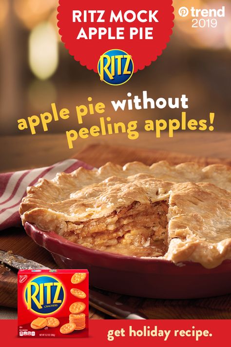 Enjoy the taste and flavor of real apple pie but without the apples with the RITZ Mock Apple Pie! No peeling or chopping, just add crackers. Tap the Pin to see how this holiday recipe is easy as pie. Mock Apple Pie, Ritz Cracker Recipes, Cracker Recipes, Apple Pie Recipes, Ritz Crackers, The Ritz, Pie Dessert, Vintage Recipes, Apple Recipes