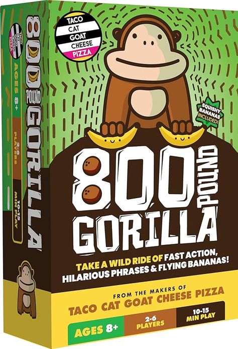 Amazon.com: 800 Pound Gorilla Board Game by Taco Cat Goat Cheese Pizza - Fun Family Card Game for Kids and Adults – Great for Family Game Night, Birthday Gift for Kids 8+ - Easy, 15 min, 2-6 Players : Toys & Games Taco Cat Goat Cheese Pizza, Goat Cheese Pizza, Pizza Games, Family Card Games, Taco Cat, Card Games For Kids, Fun Board Games, Game For Kids, Games To Buy