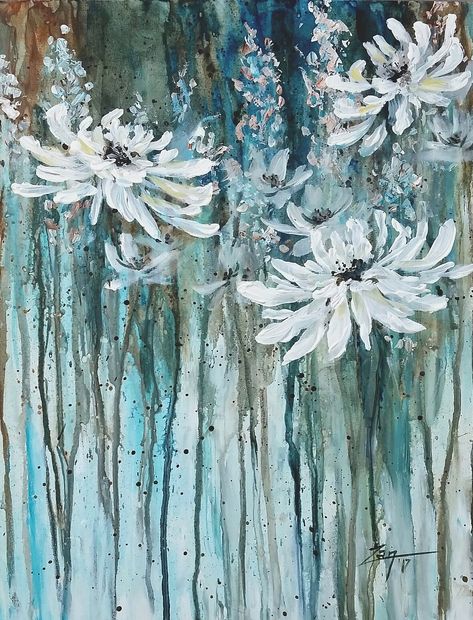 Abstact Floral Drip - 11x14 acrylic © Zan Savage Dripping Paint Art, Drip Art, Abstract Art Painting Diy, Cityscape Art, Abstract Flower Painting, Drip Painting, Abstract Flower, Flower Art Painting, Palette Knife