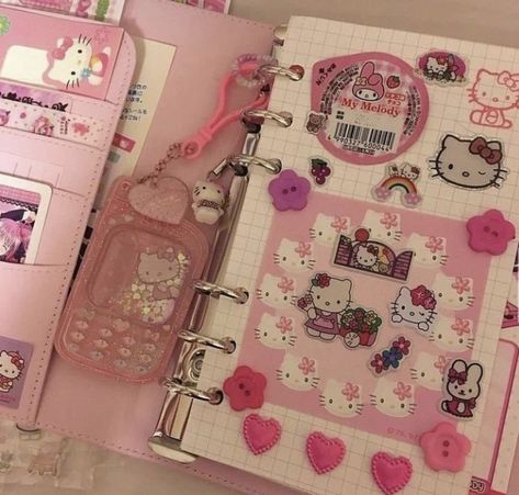 Hello Kitty Book, Weird Stickers, Cute Diary, Money Wallpaper Iphone, Whimsical Art Journal, Kawaii Hello Kitty, Cute School Stationary, Hello Kitty Crafts, Bulletin Journal Ideas