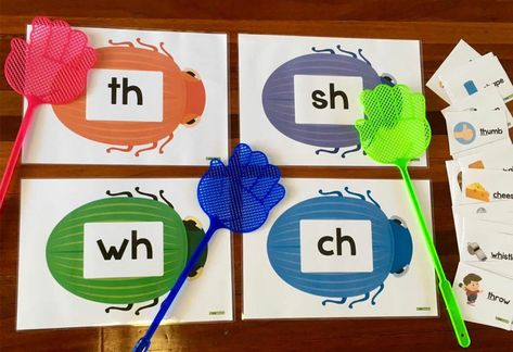 Games For The Classroom, Digraph Games, Digraphs Activities, Fly Swatters, Phonics Resources, Blends Activities, Phonics Blends, Blends And Digraphs, Small Group Reading