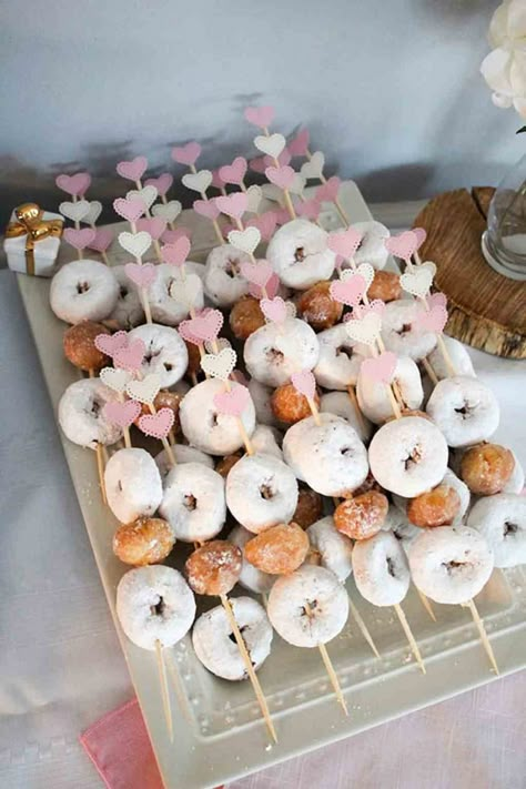 3 Best Tips for Hosting A Baby Shower - Alex Marie Jordan Donut Skewers, Work Baby Showers, Jordan Baby Shower, Valentines Baby Shower, Sprinkle Shower, Donut Bar, Baby Shower Treats, Hippie Baby, Shower Desserts