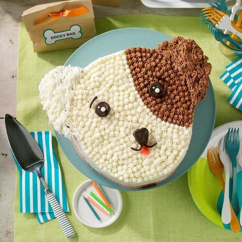 Puppy Cake Design, Puppy Cakes For Kids, Puppy Cakes, Puppy Dog Cakes, Dog Face Drawing, Cakes For Kids, Cakes Simple, Dog Cake Recipes, Red Birthday Cakes